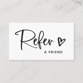 Carte De Référencement Script et coeur noir et blanc| (Devant)