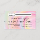 Carte De Référencement Script holographique en marbre rose arc-en-ciel (Dos)