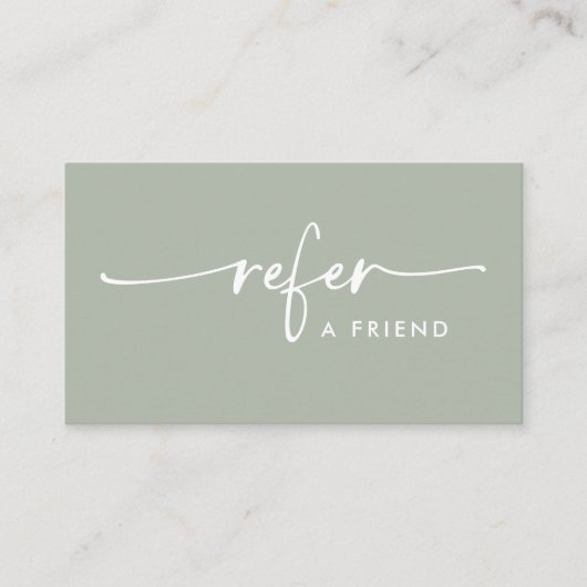 Carte De Référencement Script manuscrit moderne Sage Green (Devant)