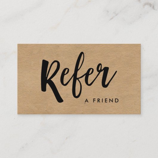 Carte De Référencement Script manuscrit simple | Kraft Look (Devant)