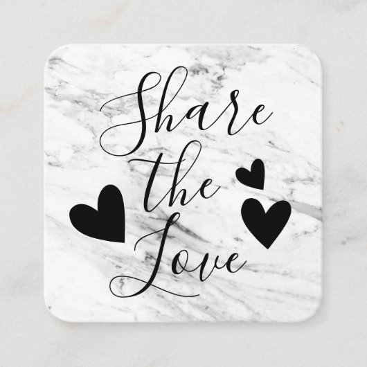 Carte De Référencement Script moderne en marbre noir blanc (Devant)