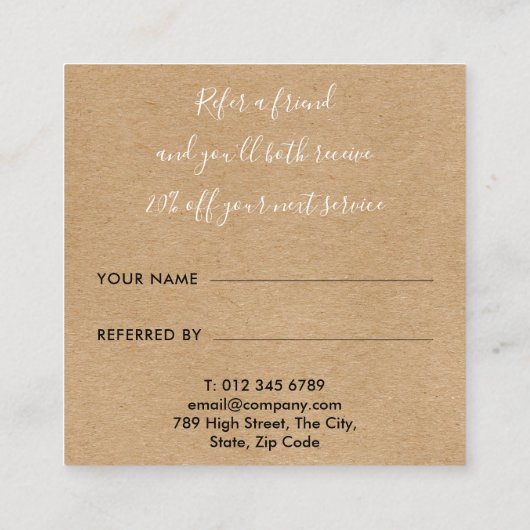 Carte De Référencement Script rustique de signature simple (Dos)