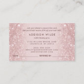 Carte De Référencement Script Signature Fard Rose Pailleté Moderne Fémini (Dos)