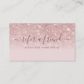 Carte De Référencement Script Signature Fard Rose Pailleté Moderne Fémini (Devant)