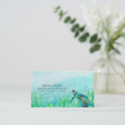 Carte De Référencement Sea Turtle Ocean Beach Élégant Référer un ami (Debout devant)