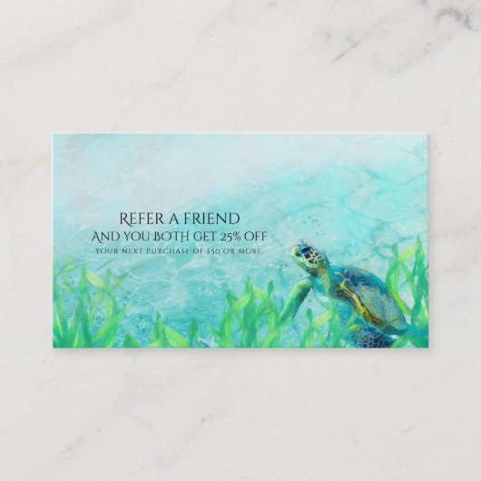 Carte De Référencement Sea Turtle Ocean Beach Élégant Référer un ami (Devant)