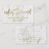 Carte De Référencement Sèche-cheveux d'or Moderne Salon de marbre aiguill (Devant / Derrière)