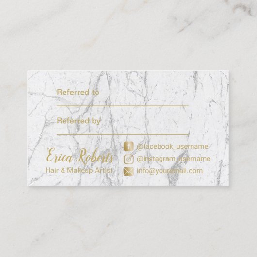 Carte De Référencement Sèche-cheveux d'or Moderne Salon de marbre aiguill (Dos)