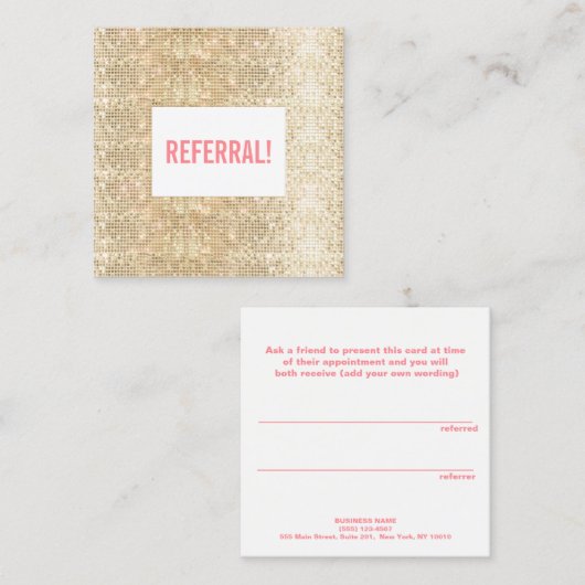 Carte De Référencement Séquin d'or Faux moderne aiguillage client (Devant / Derrière)