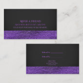 Carte De Référencement Séquins de glam moderne violet et gris aiguise un (Devant / Derrière)