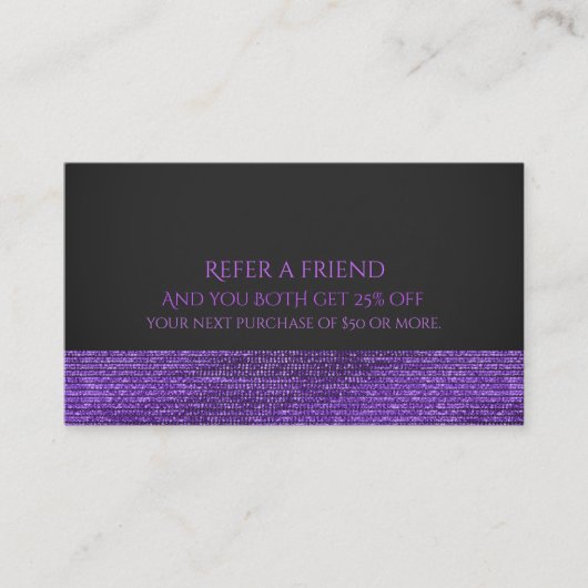 Carte De Référencement Séquins de glam moderne violet et gris aiguise un (Devant)