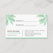 Carte de référencement: Service de massothérapie (Dos)