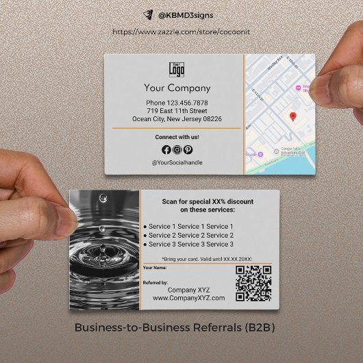 Carte De Référencement Services B2B sophistiqués QR Code gris