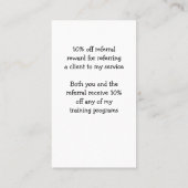 Carte De Référencement Services de formateurs personnels (Dos)