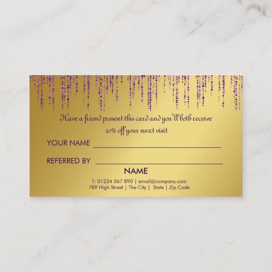 Carte De Référencement Signature holographique Script Parties scintillant (Dos)