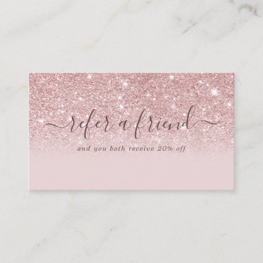 Carte De Référencement Signature Script Blush Parties scintillant rose mo (Devant)