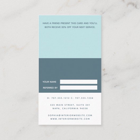 Carte De Référencement Simple bleu clair moderne géométrique (Dos)