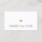 Carte De Référencement Simple Elegant Black White Gold Heart (Devant)