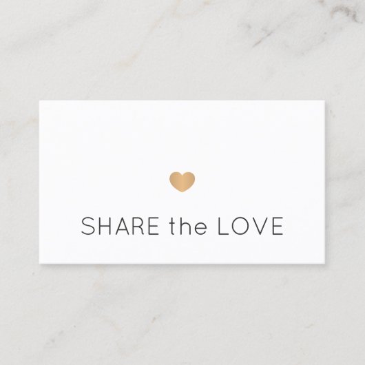 Carte De Référencement Simple Elegant Black White Gold Heart (Devant)