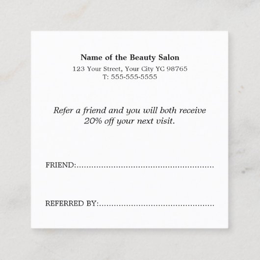 Carte De Référencement Simple Elegant Faux Silver Beauté (Dos)