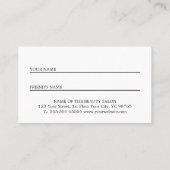 Carte De Référencement Simple élégant Gras Rouge Blanc Salon (Dos)