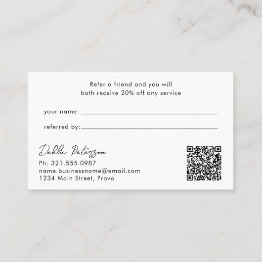 Carte De Référencement Simple élégant moderne (Dos)