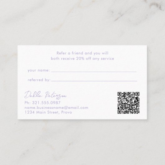 Carte De Référencement Simple élégant moderne (Dos)