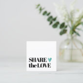 Carte De Référencement Simple Elegant noir blanc Turquoise Coeur (Debout devant)