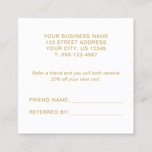 Carte De Référencement Simple Elegant Noir et Faux Or (Dos)