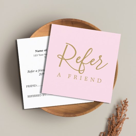 Carte De Référencement Simple Elegant Rose pâle Or