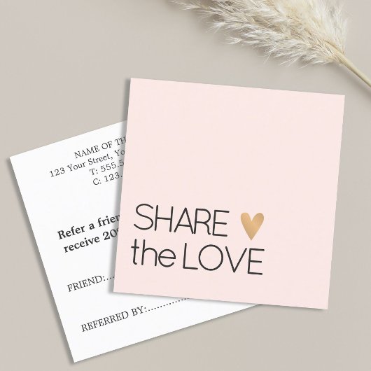 Carte De Référencement Simple Elegant Rose White Gold Heart