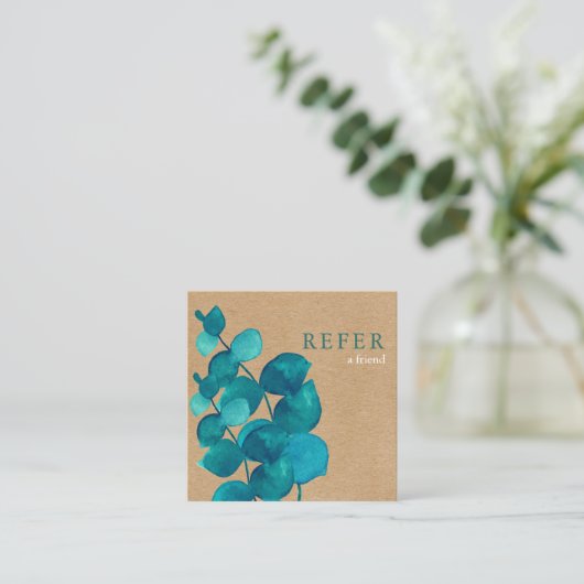 Carte De Référencement Simple Elégant Rustique Eucalyptus Feuilles (Debout devant)