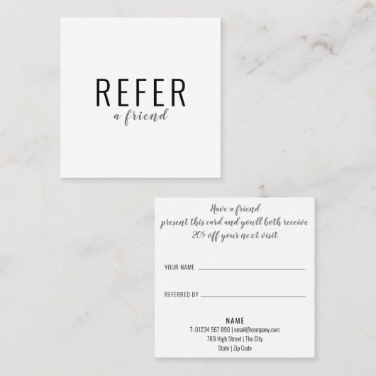 Carte De Référencement Simple Élégant Script Blanc (Devant / Derrière)