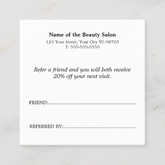 Carte De Référencement Simple Elegant Texture Salon Jaune (Dos)