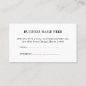 Carte De Référencement Simple Entreprise Apicole  (Dos)