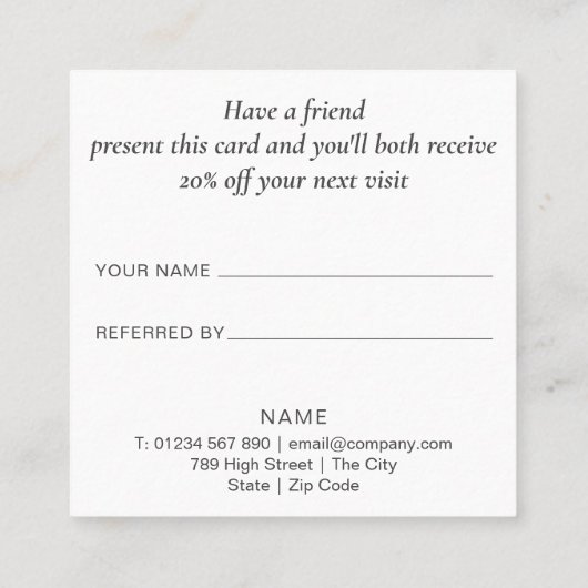 Carte De Référencement Simple et élégant (Dos)