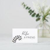 Carte De Référencement Simple feuille noire recommander un ami (Debout devant)