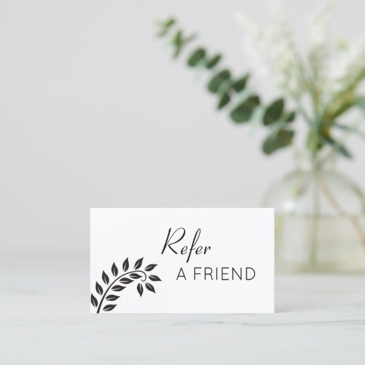 Carte De Référencement Simple feuille noire recommander un ami (Debout devant)