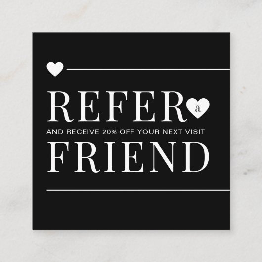Carte De Référencement Simple Noir & Blanc Référer un artiste de maquilla (Devant)