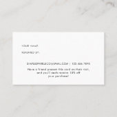 Carte De Référencement Simple Noir et Blanc recommander un ami (Dos)