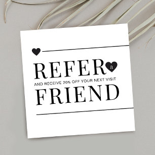 Carte De Référencement Simple référencez un ami minimaliste noir et blanc