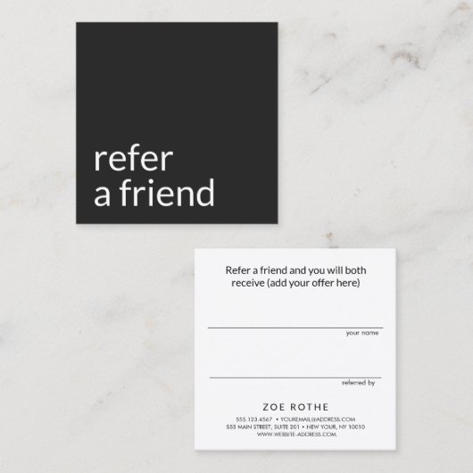 Carte De Référencement Simple renvoi client noir (Devant / Derrière)