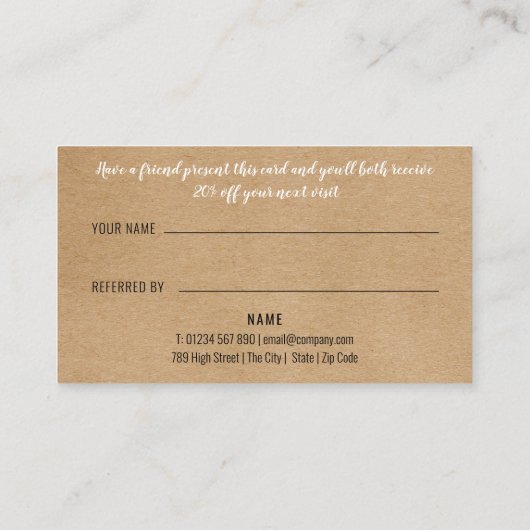 Carte De Référencement Simple Rustique Kraft Moderne (Dos)