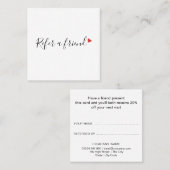 Carte De Référencement Simple script moderne Red Love Heart (Devant / Derrière)