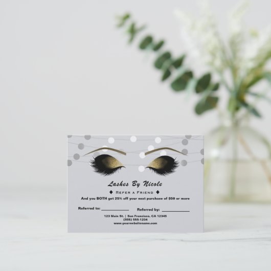 Carte De Référencement Soins après-pose Silver White Lights Lashes Référe (Debout devant)