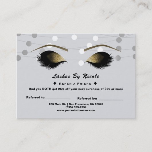 Carte De Référencement Soins après-pose Silver White Lights Lashes Référe (Devant)