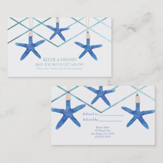 Carte De Référencement Starfish & Modern Lines Plage Référez-vous à une c (Devant / Derrière)