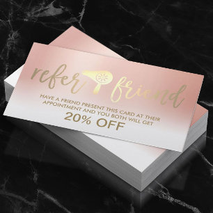 Carte De Référencement Styliste de cheveux Pastel Rose Gold Salon Référen