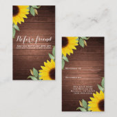 Carte De Référencement Sunflowers Rustic Honey Wood Chic Référer un ami (Devant / Derrière)