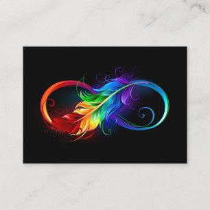 Carte De Référencement Symbole d'infini avec plume arc-en-ciel